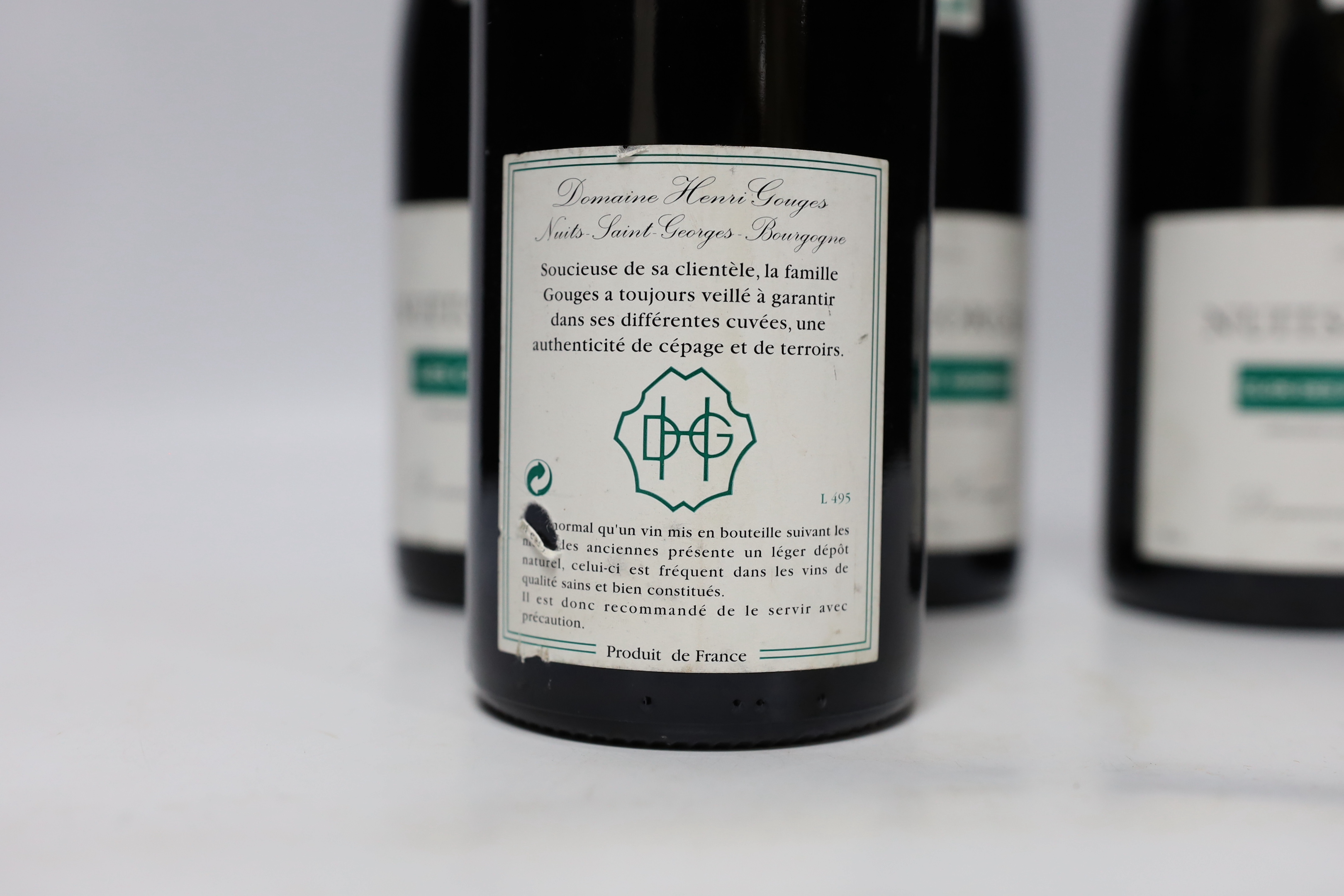 Four bottles of 1999 Nuits St Georges Les Chaignots Domaine Henri Gouges